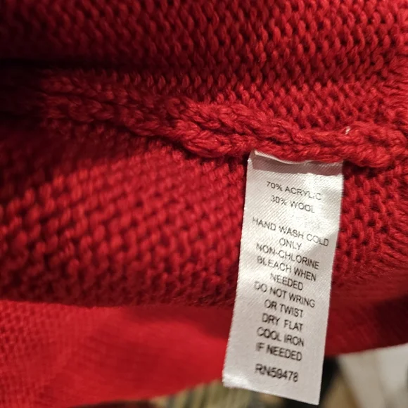 New Carole Little Size M Red Zip Wool Blend Cardigan Flap Front Sweater Top Wome - Picture 3 of 7